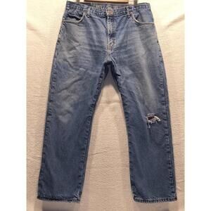 Dickies Men Flannel Lined Jeans 36x30 Denim Relaxed Fit Straight Work Distressed